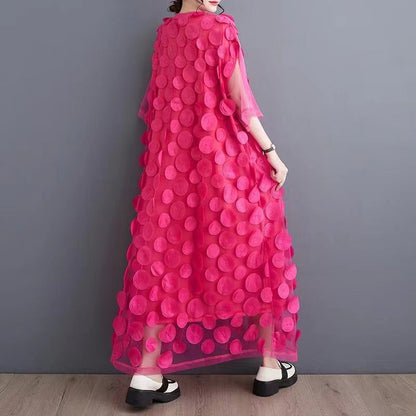 Asymmetric half-sleeve tulle party dress for women -6