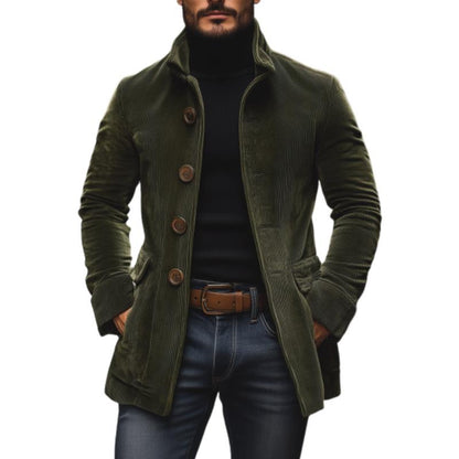 Slim-fit cord stand-collar winter coat for men | Emerson -1