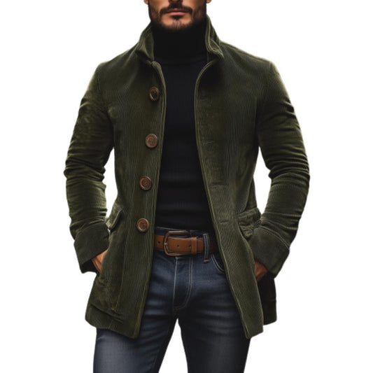 Slim-fit cord stand-collar winter coat for men | Emerson -1