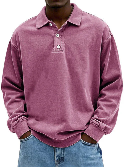 Casual Long Sleeve Polo Shirt Top for men | Adrian