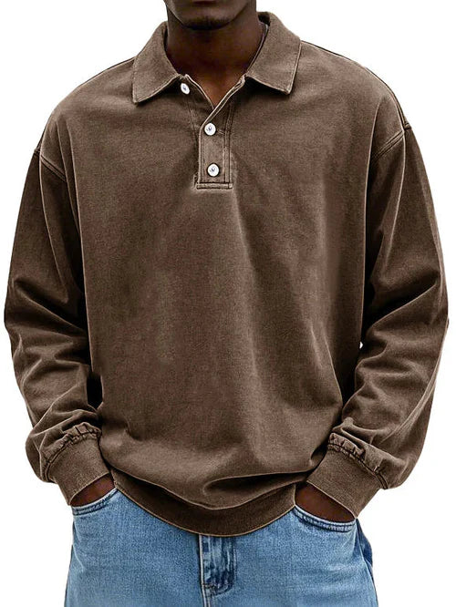 Casual Long Sleeve Polo Shirt Top for men | Adrian