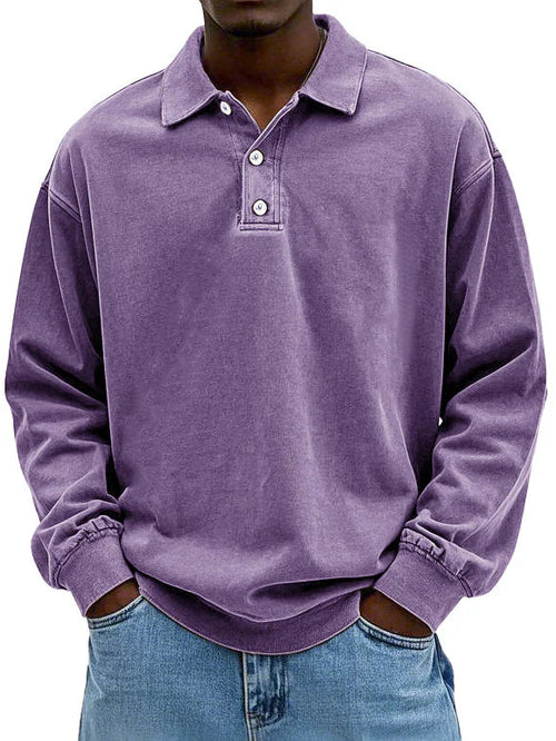 Casual Long Sleeve Polo Shirt Top for men | Adrian