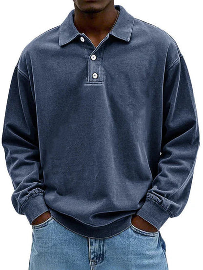 Casual Long Sleeve Polo Shirt Top for men | Adrian