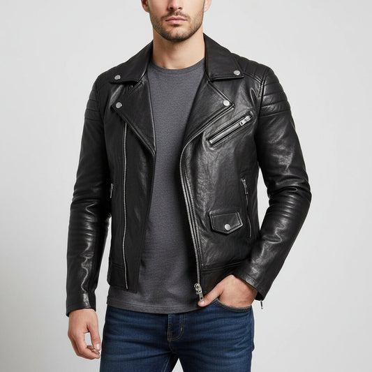 Asymmetrical Slim Fit Biker Jacket for men | Dario