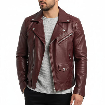 Asymmetrical Slim Fit Biker Jacket for men | Dario