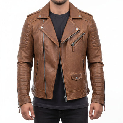 Asymmetrical Slim Fit Biker Jacket for men | Dario