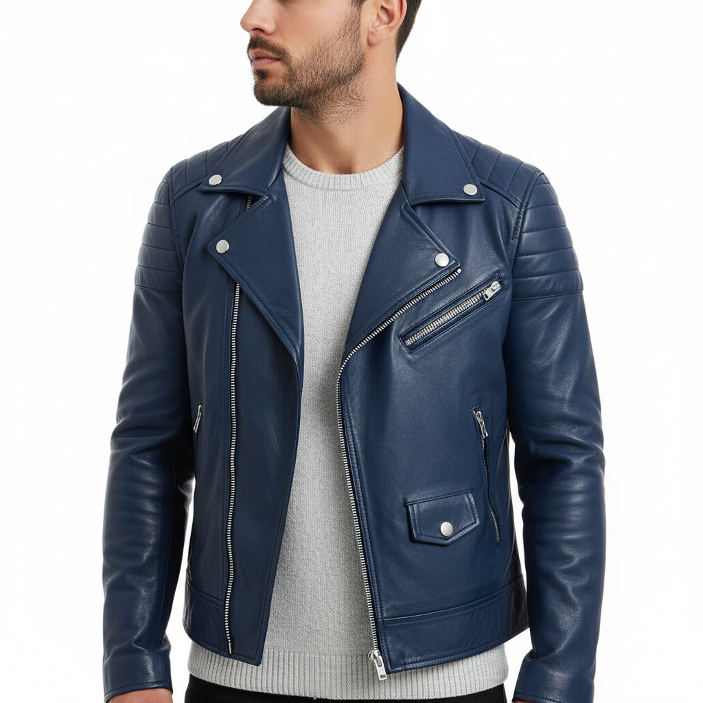 Asymmetrical Slim Fit Biker Jacket for men | Dario