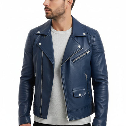 Asymmetrical Slim Fit Biker Jacket for men | Dario