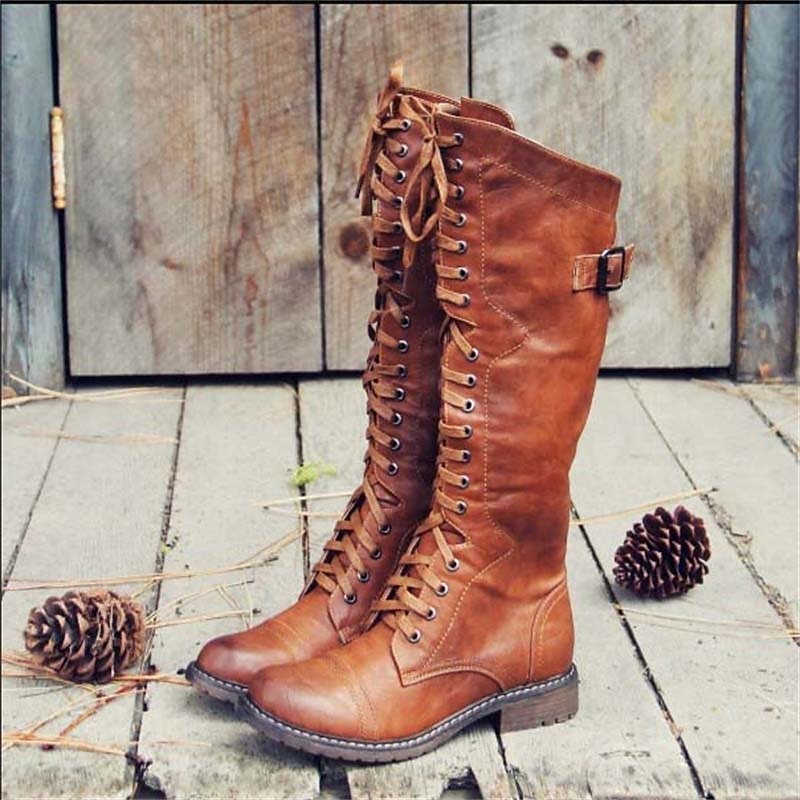 Tall Lace Up Knee High Boots for women | Valeria