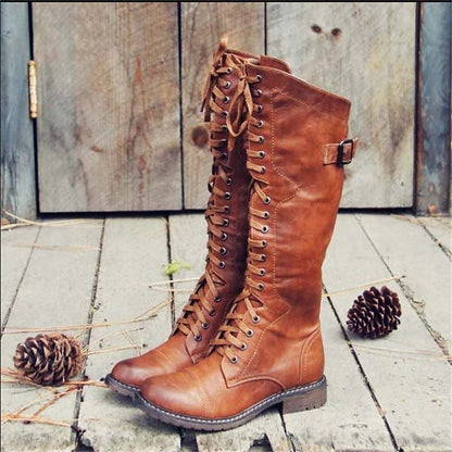 Tall Lace Up Knee High Boots for women | Valeria