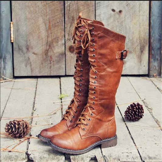 Tall Lace Up Knee High Boots for women | Valeria
