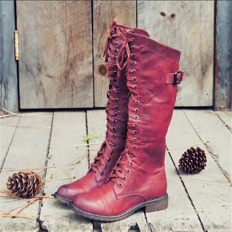 Tall Lace Up Knee High Boots for women | Valeria