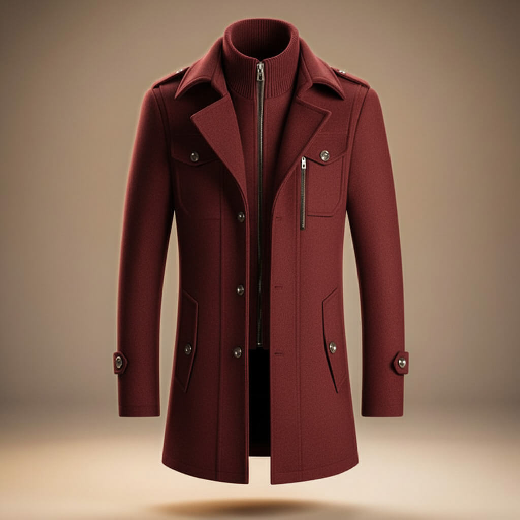 Refined classic virgin wool overcoat for men | Marco -4