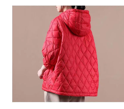 Warm hooded loose-fit puffer jacket for women -8