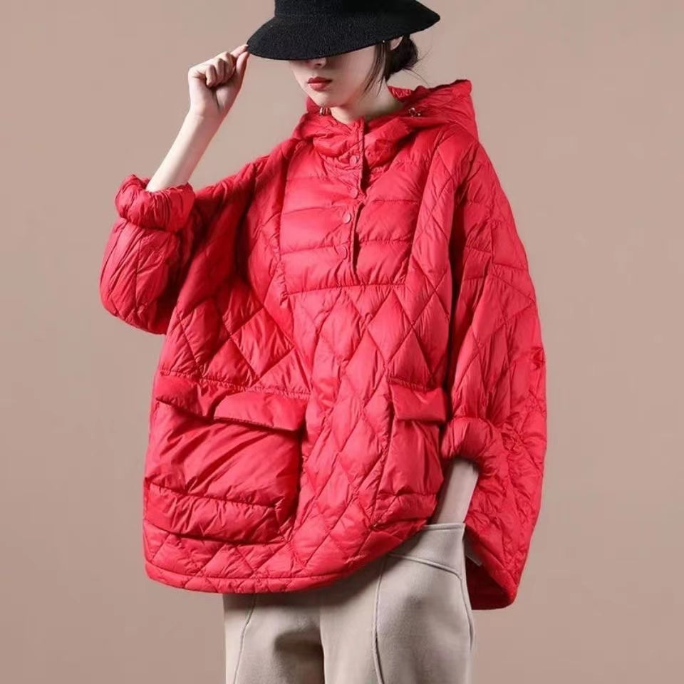 Warm hooded loose-fit puffer jacket for women -4