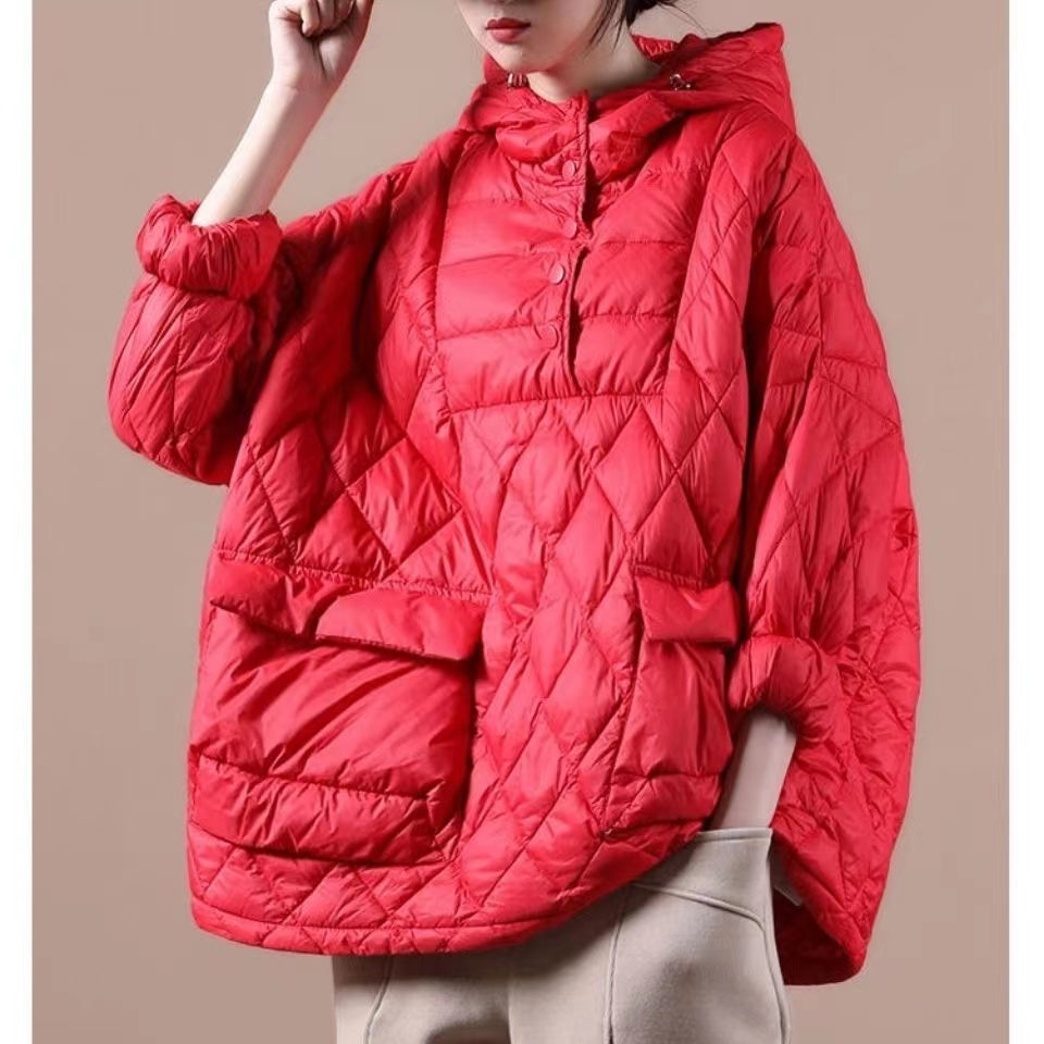 Warm hooded loose-fit puffer jacket for women -9