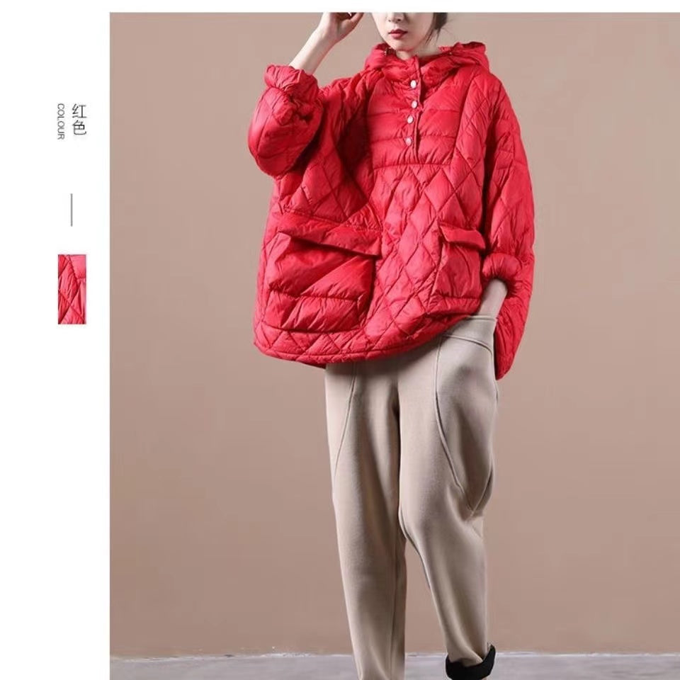 Warm hooded loose-fit puffer jacket for women -5