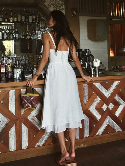 Ruffle hem cami midi dress for women | Liora
