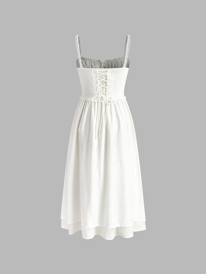 Ruffle hem cami midi dress for women | Liora
