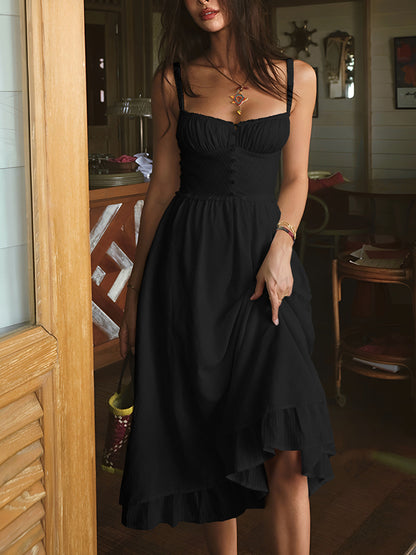Ruffle hem cami midi dress for women | Liora