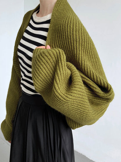 Solid open-front shrug sweater for women | Mirelle