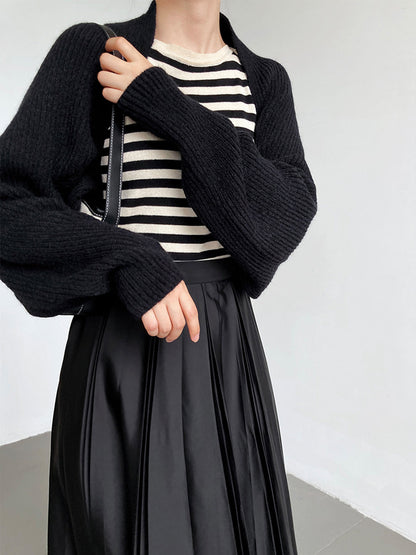 Solid open-front shrug sweater for women | Mirelle