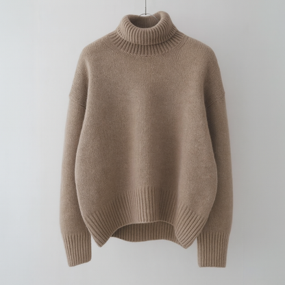 Soft high-neck oversized knit sweater for women | Casvian Élan