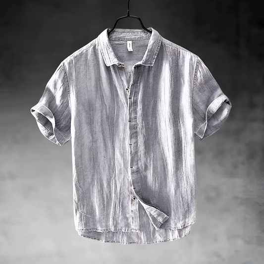 Classic breathable long-sleeve linen shirt for men | Pacific -1