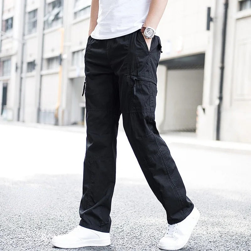 Relaxed stretch organic cotton cargo trousers for men | Hampton -8
