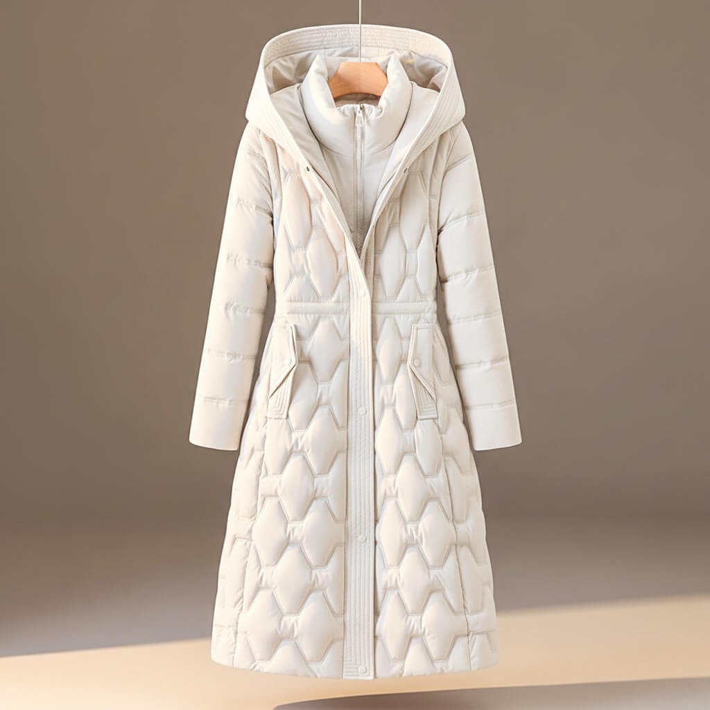 Warm lightweight hooded quilted coat for women | Lauren -4