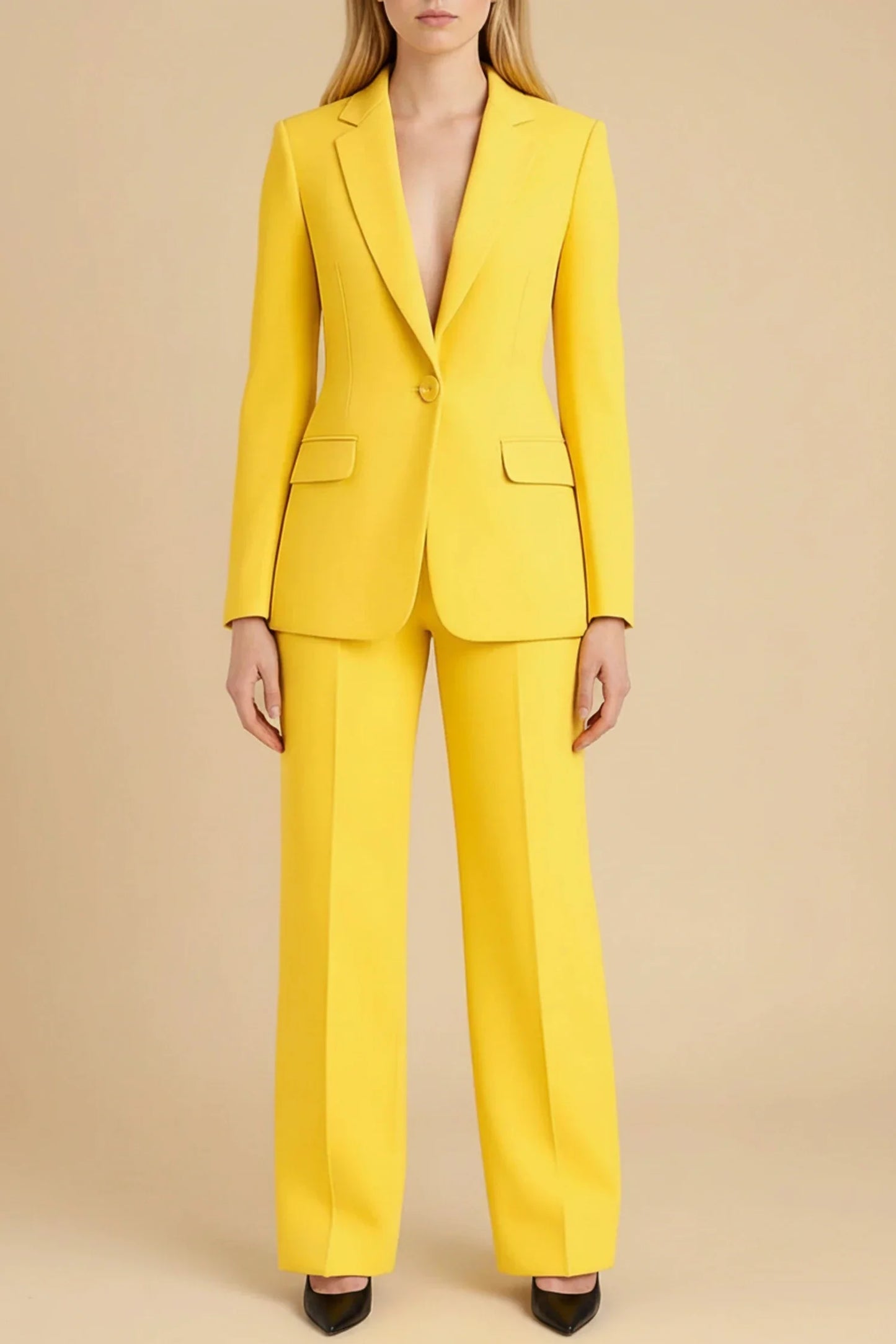 Elegant Tailored Blazer Wide Leg Suit Set for women | Calandra