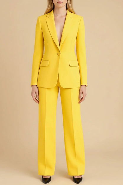 Elegant Tailored Blazer Wide Leg Suit Set for women | Calandra