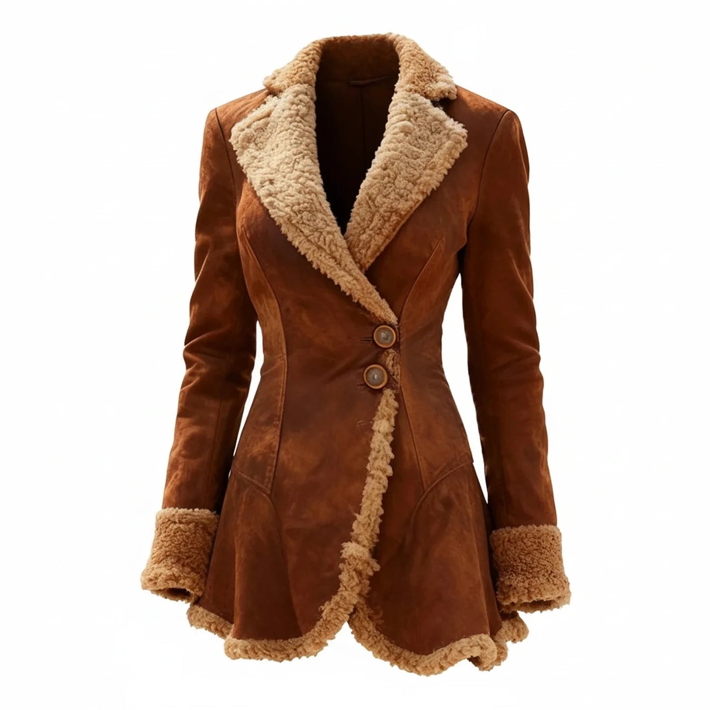 Fitted Fur Trim Asymmetrical Winter Coat for women | Evelisse