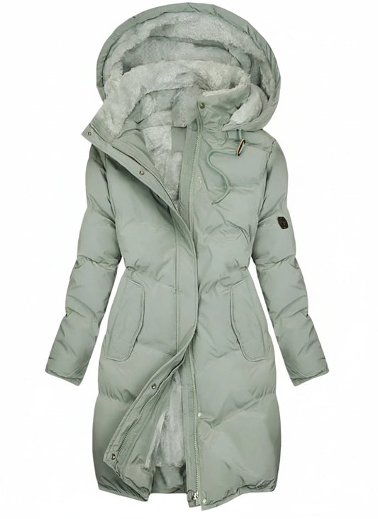 Hooded Quilted Long Puffer Jacket for women | Elowara
