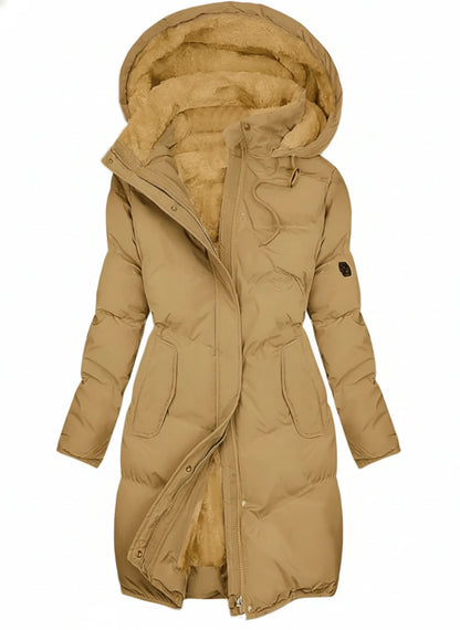 Hooded Quilted Long Puffer Jacket for women | Elowara