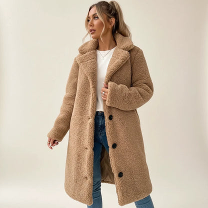 Oversized Teddy Button Front Coat for women | Marielle