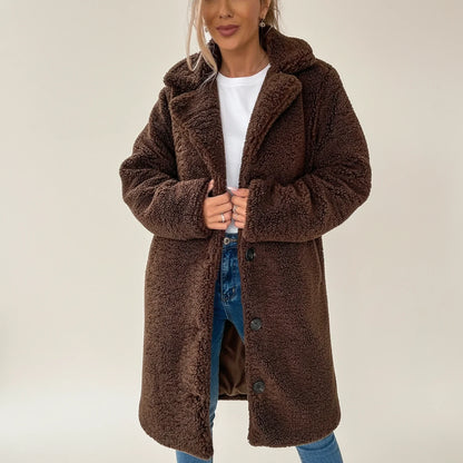 Oversized Teddy Button Front Coat for women | Marielle