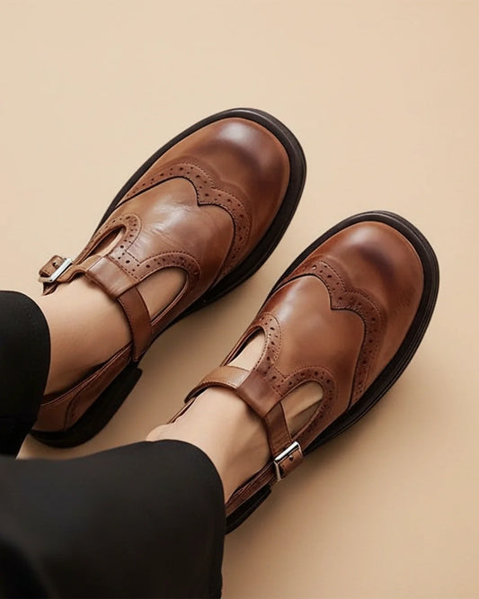 Classic T Strap Platform Mary Jane Shoes for women | Elowen