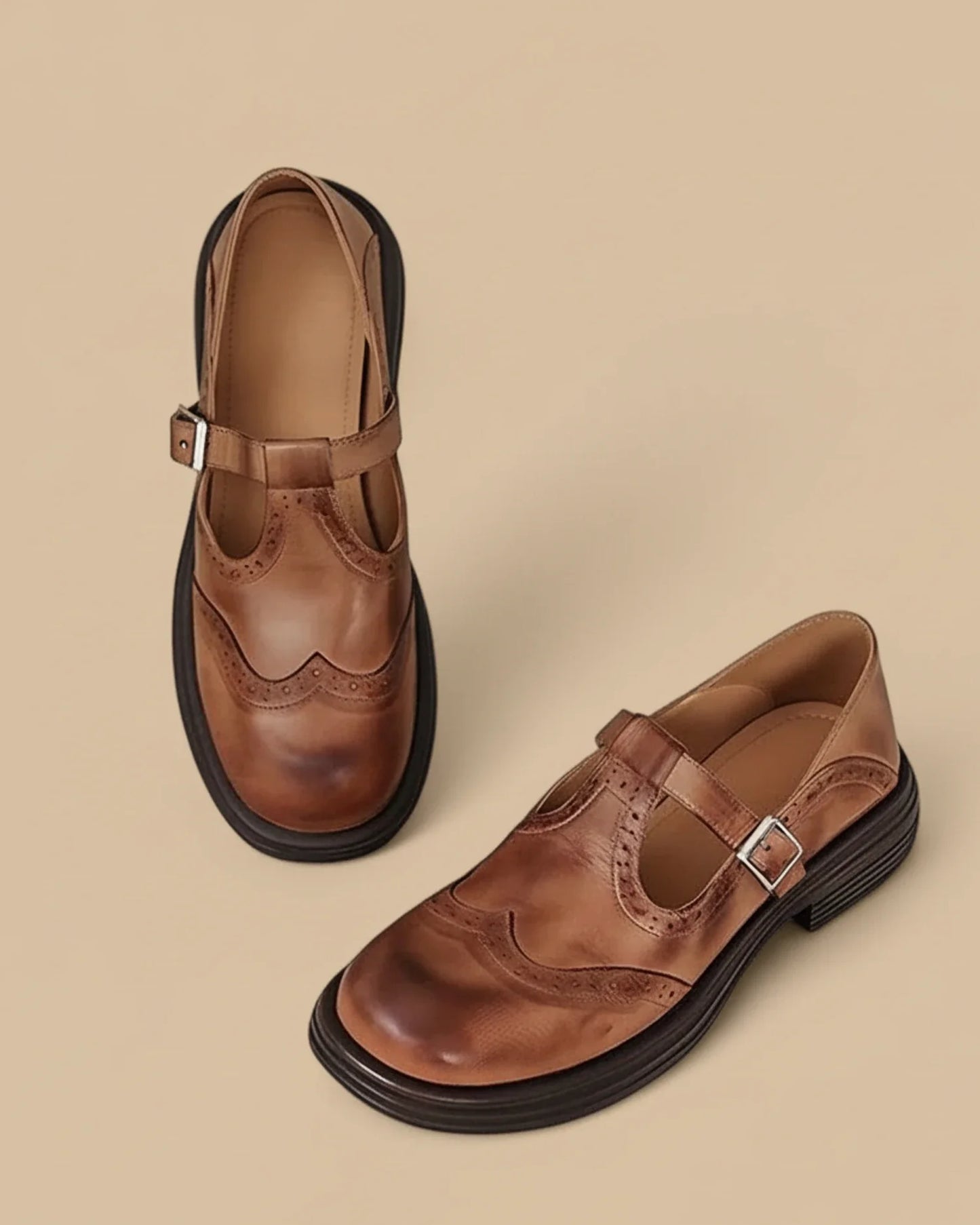 Classic T Strap Platform Mary Jane Shoes for women | Elowen